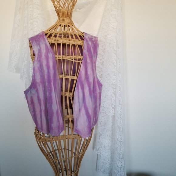 Vintage Tie Dye Purple & Pink Vest - Picture 2 of 15